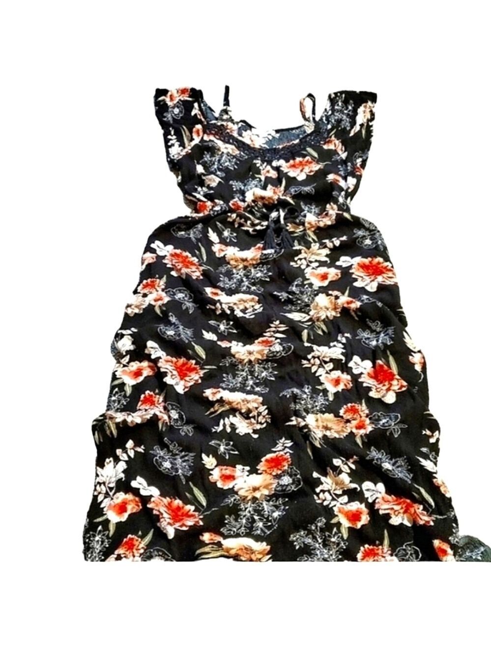 Y2K Boho Floral Print Maxi Dress Off-The-Shoulder V-Neck High Waisted Sash Tie